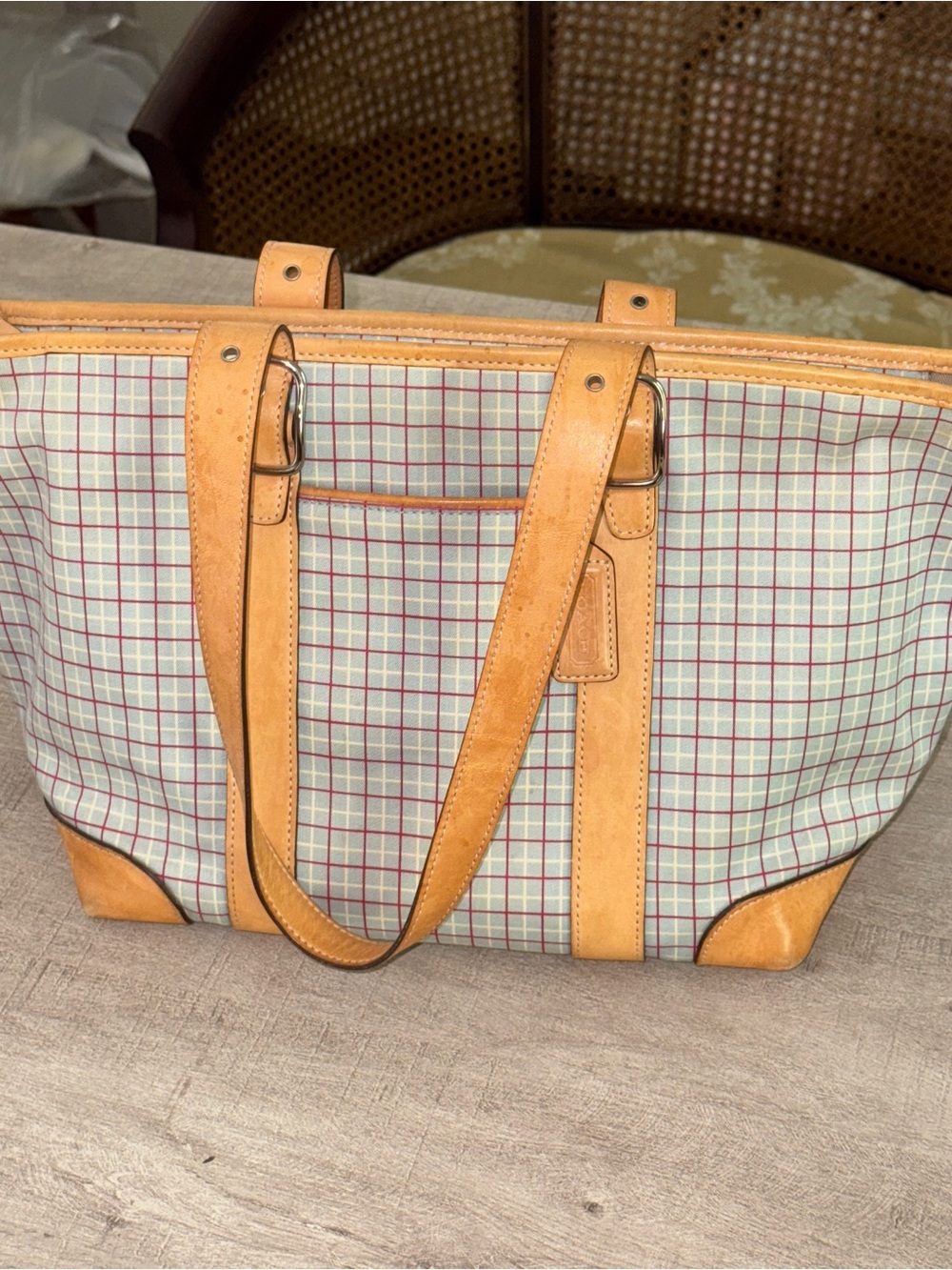 Coach Rare Vintage Hampton Satchel Plaid Handbag Purse Bag Tote A3J-7579 - Picture 6 of 11